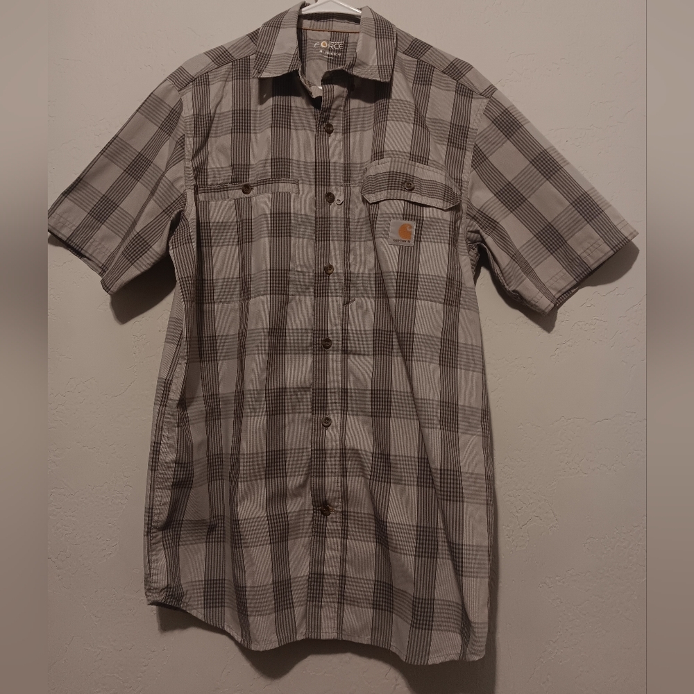 CARHARTT Men's‎ Force Plaid Ridgefield Short Sleeve Shirt SzM Relaxed Fit - Picture 15 of 16